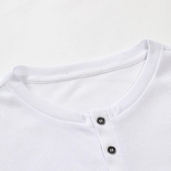 White Mens Button Up Tee - Picture 5 of 6
